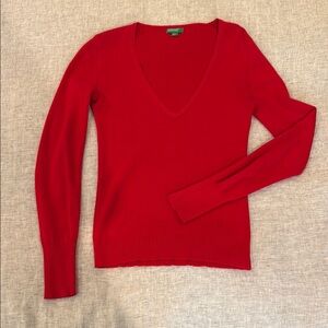 United Colors of Benetton Red V-Neck Sweater